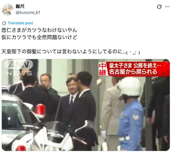 悠仁さま　カツラ